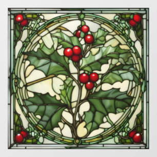 Christimas Stained Glass: Yule Holly Window Cling
