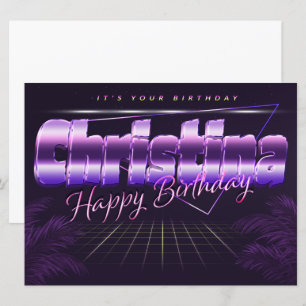 Christina Name Vorname lila retro Karte Geburtstag Card