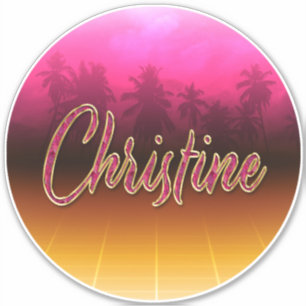 Christine First Name Pink Sticker