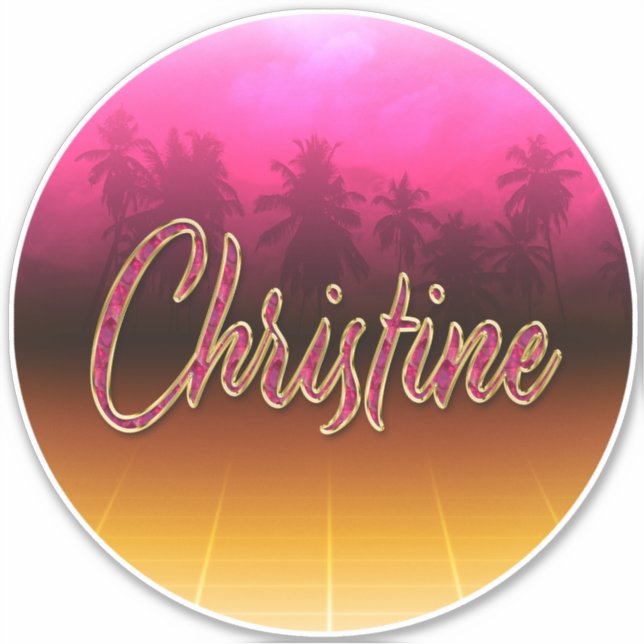Christine First Name Pink Sticker (Front)