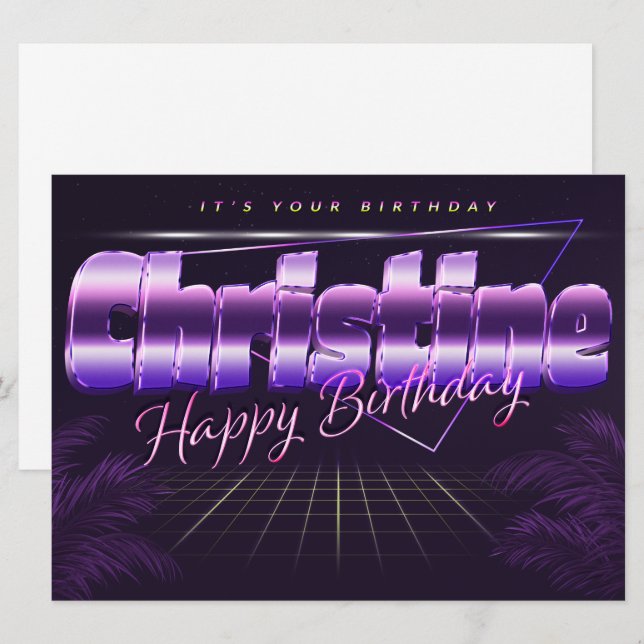 Christine Last Name First Name lilac retro card bi (Front/Back)