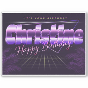 Christine Name First name retro Sticker Birthday