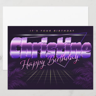 Christine Name Vorname lila retro Karte Geburtstag Card