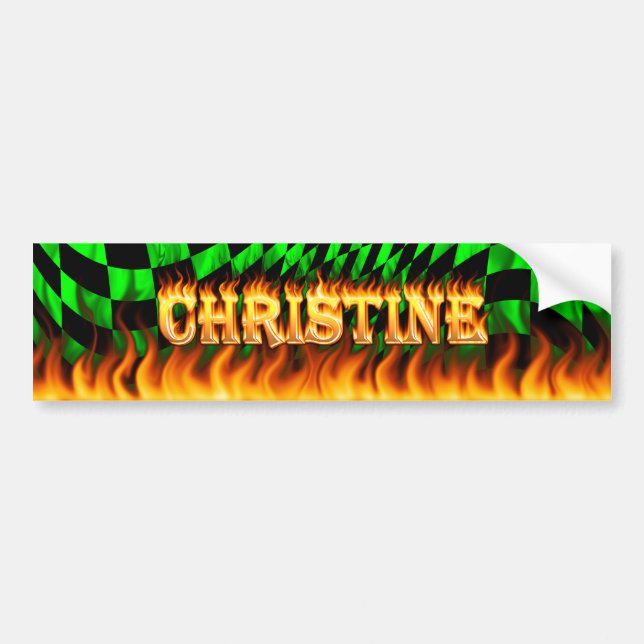 Christine real fire and flames bumper sticker desi (Front)