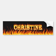 Christine real fire and flames bumper sticker desi