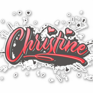 Christine red Heart Graffiti Sticker