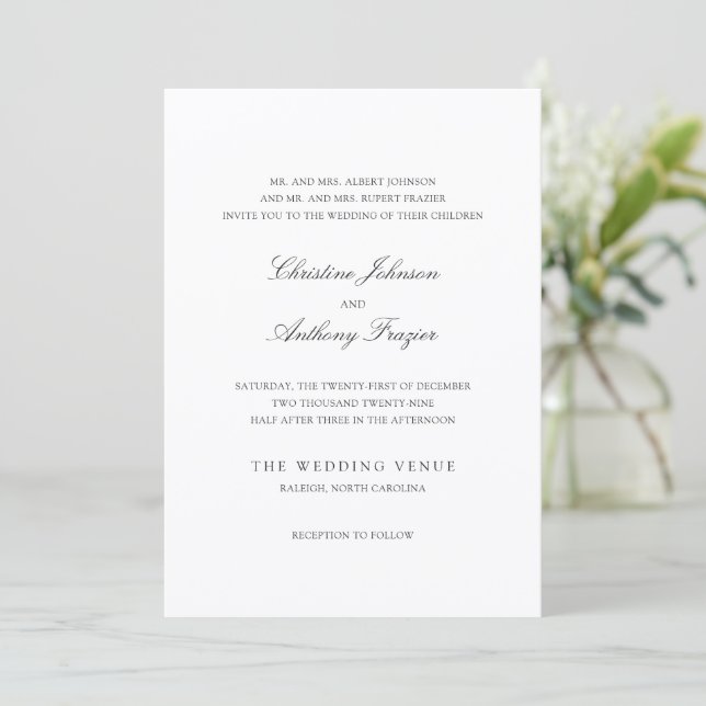 Christine Traditional Elegant Wedding Invitation (Standing Front)