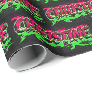 Christine Vorname Name Graffiti red green Wrapping Paper