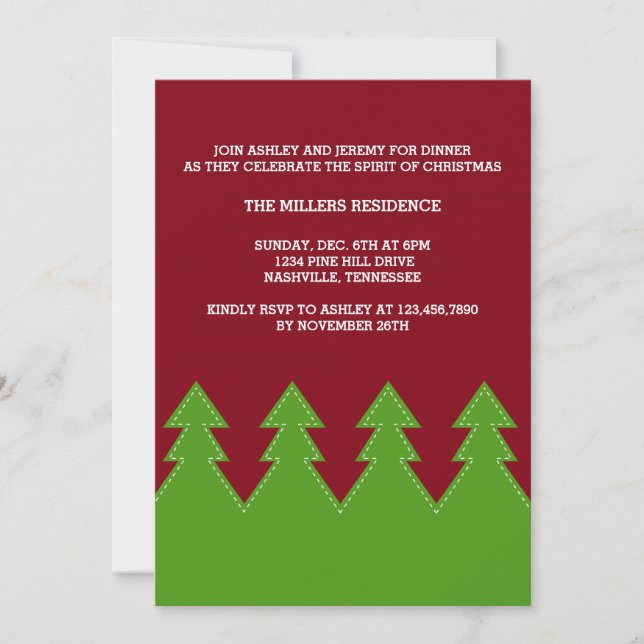 Christma Trees in a row Holiday Party Invites (Front)