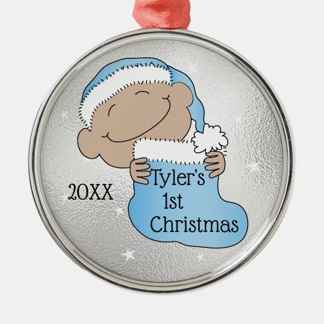 Christmas1st Christmas Light Blue Ornament (Front)