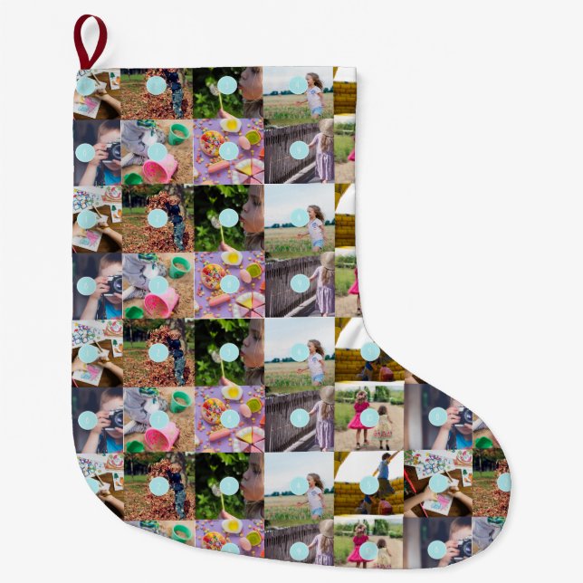 Christmas 10 Photos Collage Personalised Large Christmas Stocking (Front)