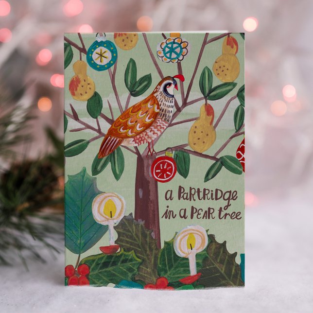 Christmas 12 days of Christmas Partridge Pear Tree Card (12 Days of Christmas, A Partridge in a Pear tree Greeting Card)