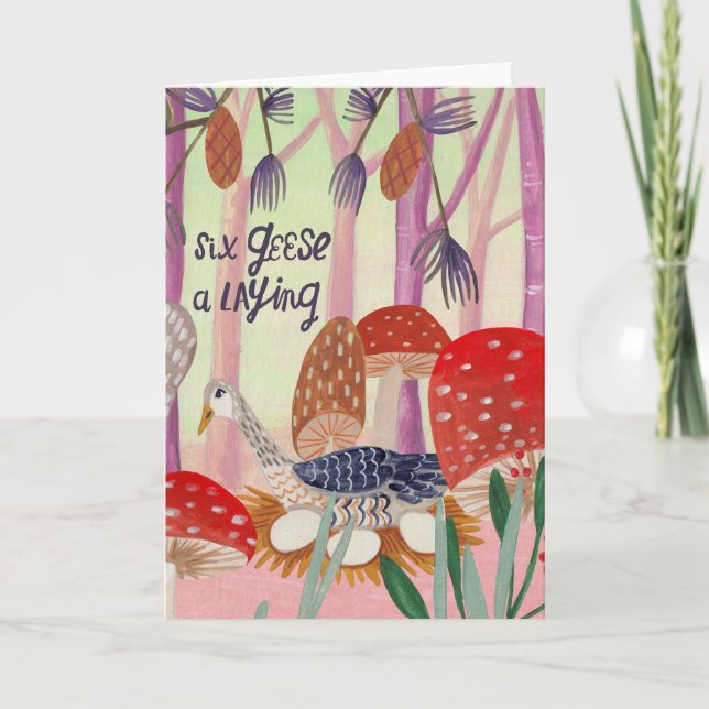 Christmas 12 days of Christmas Six Geese Laying Card (Front)