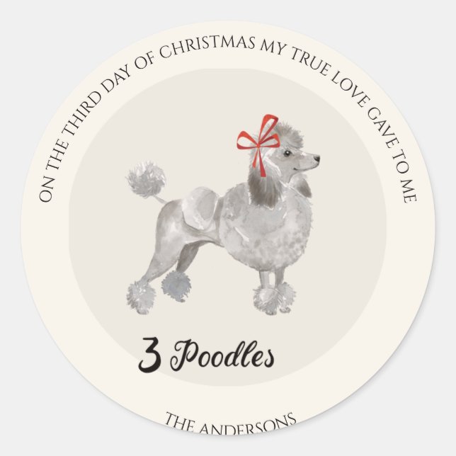 Christmas 12 Dogs of Christmas 12 Days Third Day Classic Round Sticker (Front)