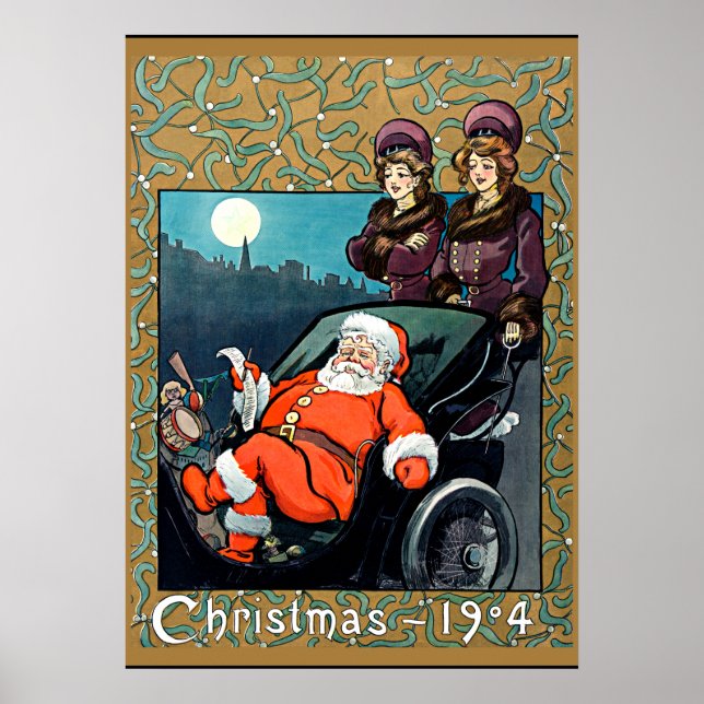 Christmas 1904, vintage Christmas greetings Poster (Front)