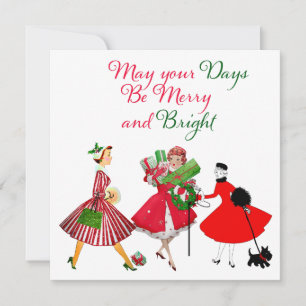 Christmas 1950 Vintage Ladies    Card