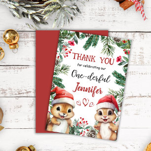 Christmas 1° Birthday Winter Cute Thank You Card
