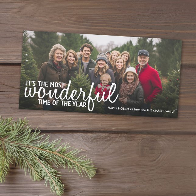 Christmas 1 horizontal or Panoramic photo - Wonder Holiday Card (Add 1 photo to this classic photo card that can be printed or sent out to friends and family.)