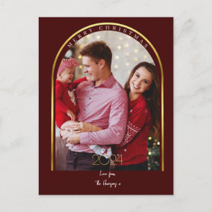 Christmas 1 photo arch faux gold foil 2024 holiday postcard