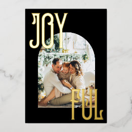 Christmas 1 photo arch gold foil holiday card