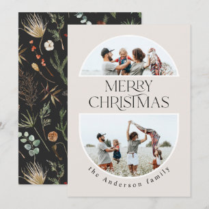 Christmas 1 photo arch watercolor botanical floral holiday card