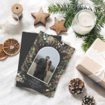 Christmas 1 photo arch watercolor botanical floral holiday card<br><div class="desc">Mery Christmas modern elegant watercolor dried botanical floral muted colours holiday arch 1 photo Christmas card.</div>