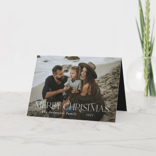 Christmas 1 photo botanical floral folded holiday card