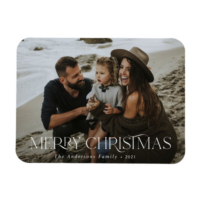 Christmas 1 photo botanical floral folded holiday magnet (Horizontal)