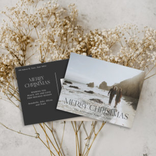 Christmas 1 photo botanical floral folded holiday postcard