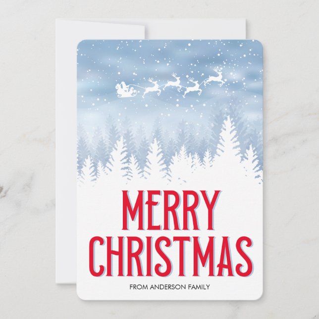 Christmas 1 photo Modern watercolor Christmas Holiday Card (Front)