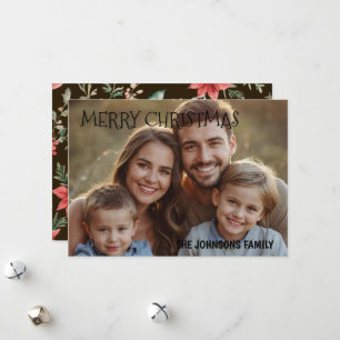 Christmas 1 photo watercolor botanical holiday card