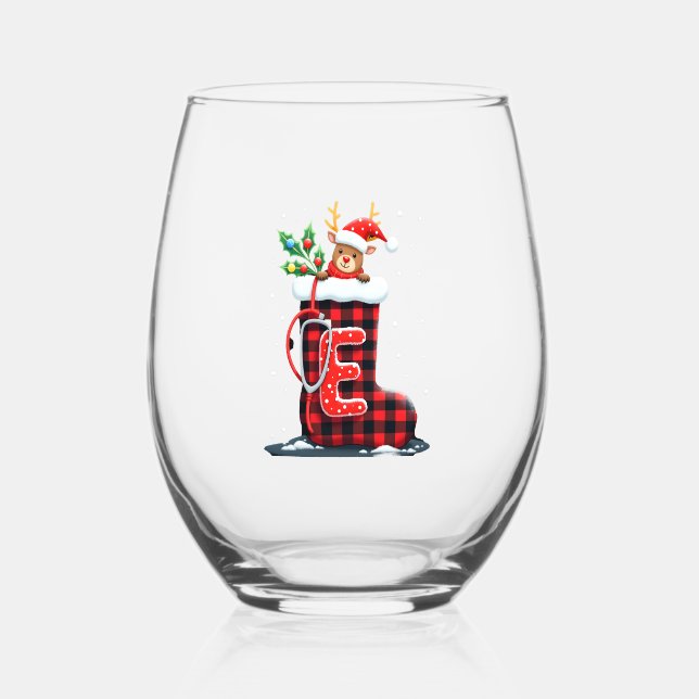 Christmas (1) stemless wine glass (Front)