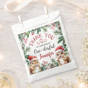 Christmas 1st Birthday Cute Squirrel Winter Favour Bags