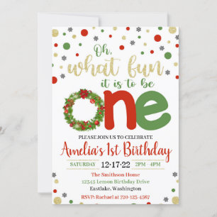 Christmas 1st Birthday Invitation