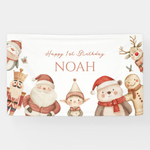 Christmas 1st Birthday Invitation for Boys Winter Banner