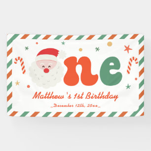 Christmas 1st Birthday Party Boy Banner