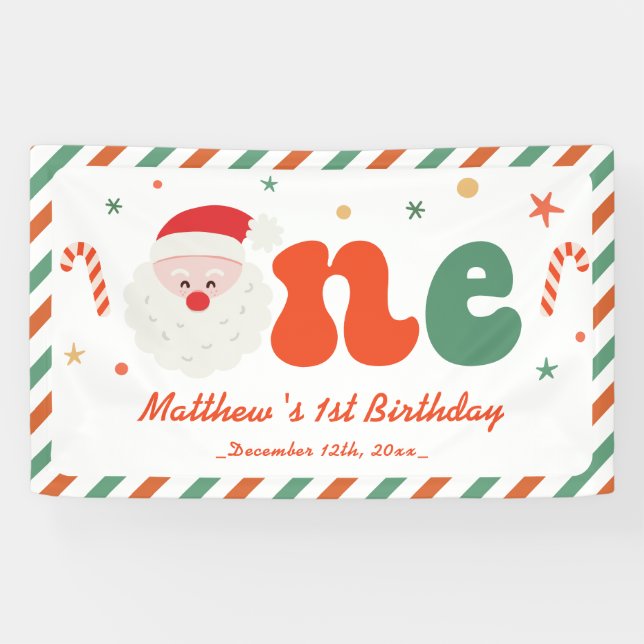 Christmas 1st Birthday Party Boy Banner (Horizontal)