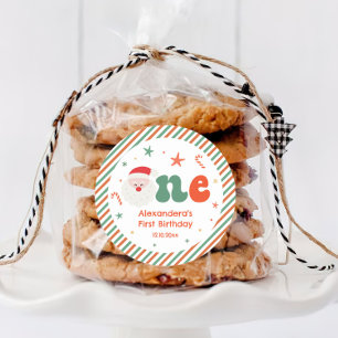 Christmas 1st Birthday Party  Classic Round Sticker