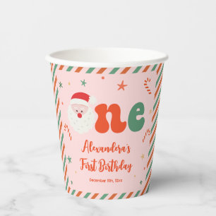 Christmas 1st Birthday Party Girl Paper Cups