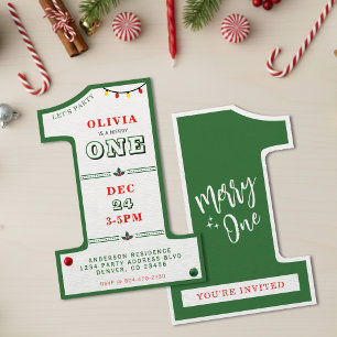Christmas 1st Birthday Party Kids Merry One Invitation