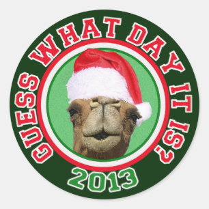 Christmas 2013 Hump Day Camel Guess What Day It Is Classic Round Sticker