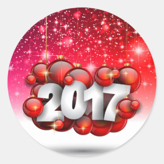 Christmas 2017 and New Year Greetings Card Classic Round Sticker
