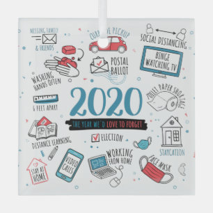 Christmas 2020 Commemorative Pandemic Glass Tree Decoration