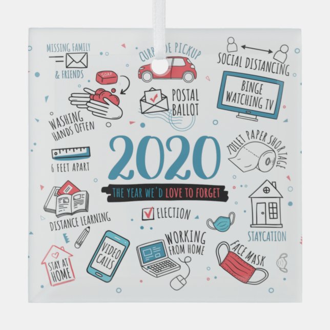 Christmas 2020 Commemorative Pandemic Glass Tree Decoration (Front)
