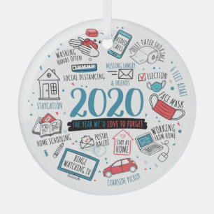 Christmas 2020 Commemorative Quarantine Activities Glass Tree Decoration