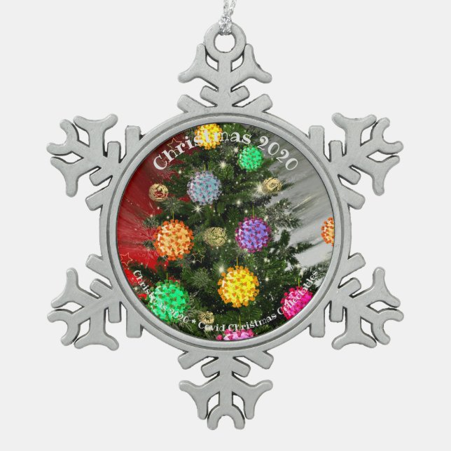 Christmas 2020 covid christmas collectibles tree snowflake pewter christmas ornament (Front)