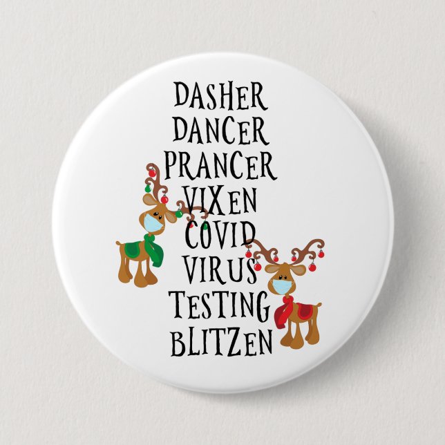 Christmas 2020 Covid Reindeer names Funny 7.5 Cm Round Badge (Front)