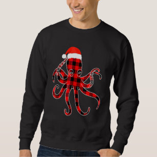 Christmas 2020 Octopus Red Plaid Pajama Family Buf Sweatshirt