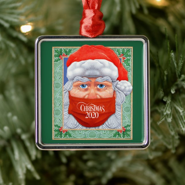 Christmas 2020 Santa Claus in Mask Metal Tree Decoration (Tree)
