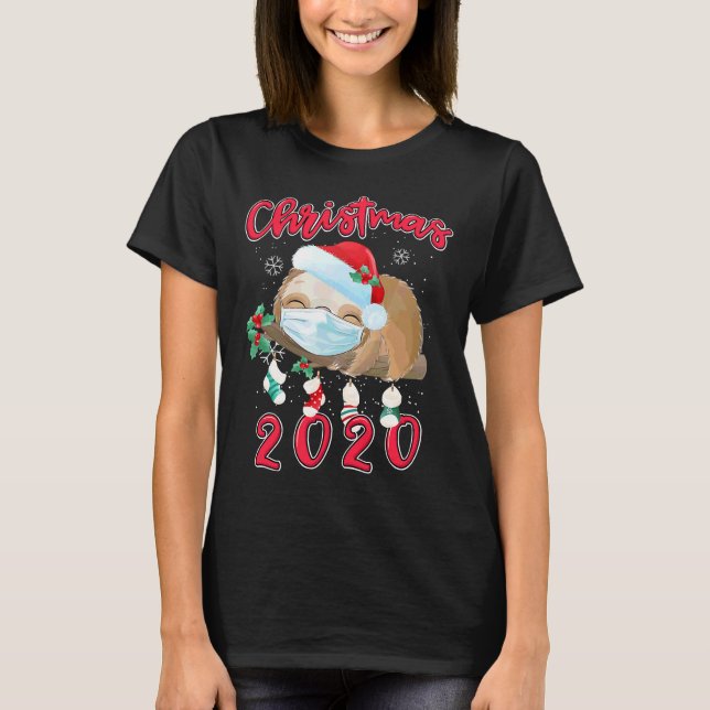 Christmas 2020 Sloth Mask Matching T-Shirt (Front)
